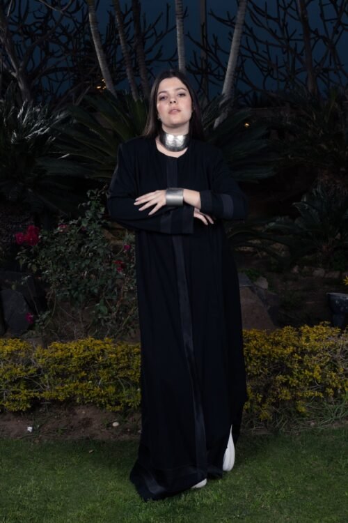 Basic Crepe Silk Abaya with a satin Band perfect for everyday Prayer